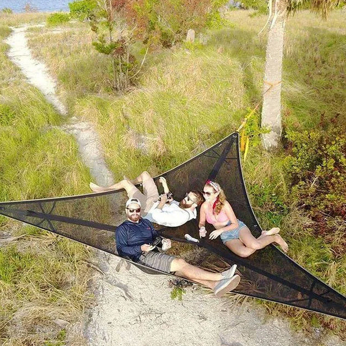 Multi Person Portable Hammock 3 Point Aerial Camping outdoor Triangle Hammock Back Yard