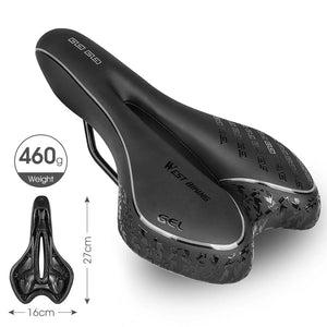 Gel Comfort Bicycle Saddle – Most Comfortable Bike Seat for Road and MTB, Lightweight PU Leather, Gel + Foam Filling, 27cm x 16cm