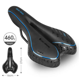 Gel Comfort Bicycle Saddle – Most Comfortable Bike Seat for Road and MTB, Lightweight PU Leather, Gel + Foam Filling, 27cm x 16cm
