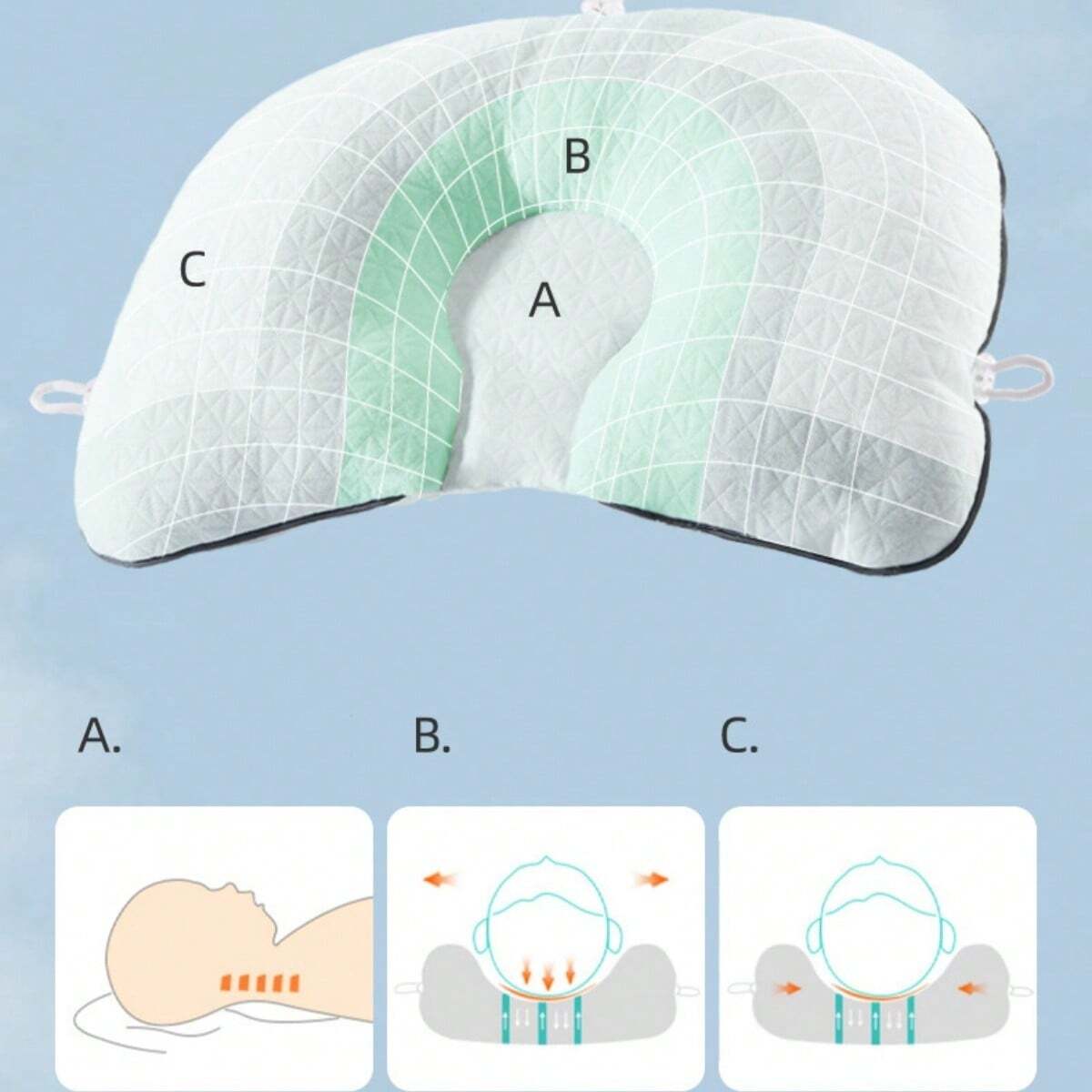 Baby Pillow for Flat Head with Ergonomic Support