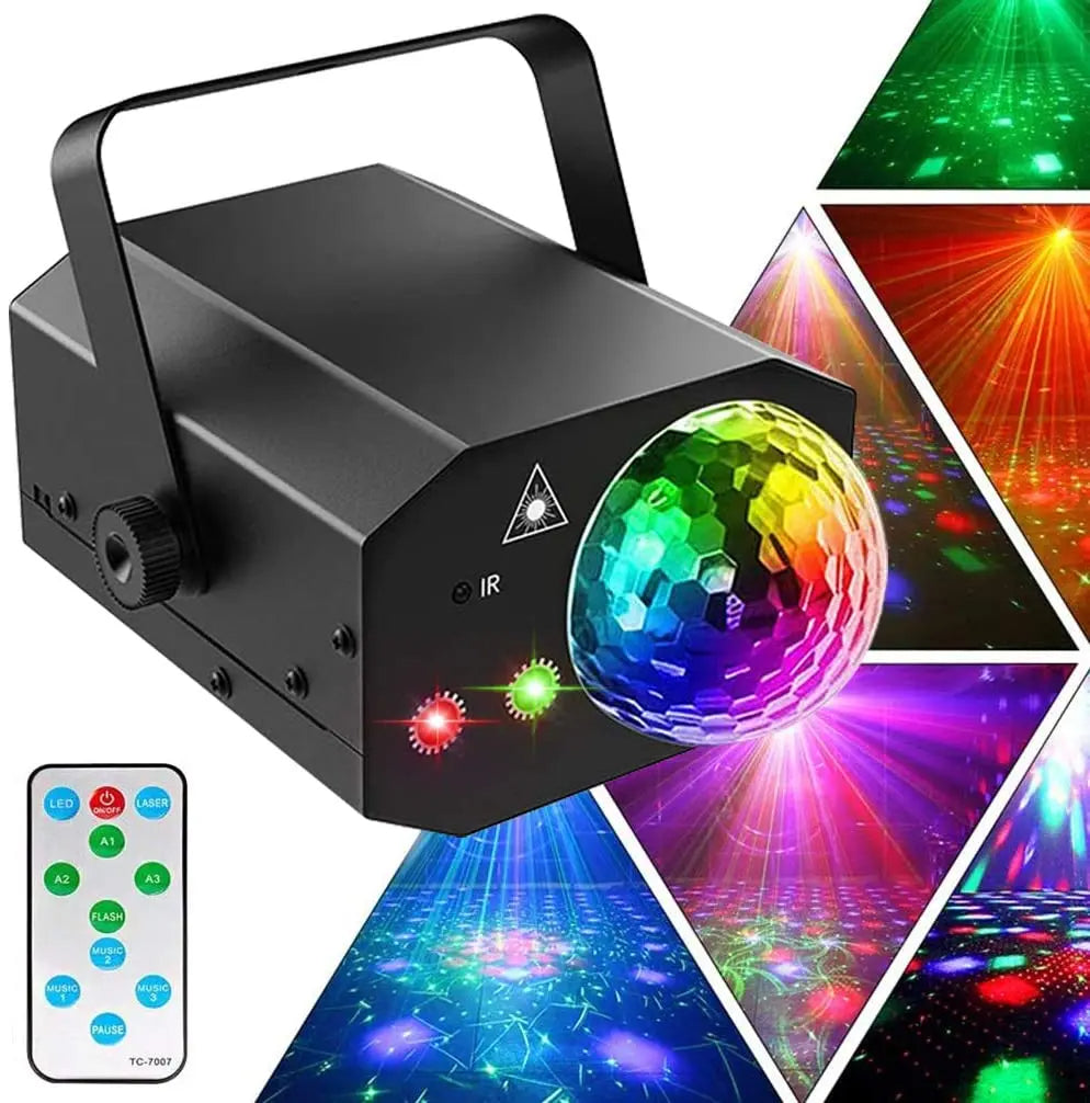 2-in-1 Laser Disco Light – Sound Activated Strobe with Remote Control