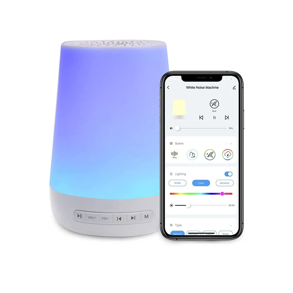 SleepHaven Pro – Smart White Noise Machine with App Control, Voice Assistant Integration, and Custom Lighting for Restful Sleep