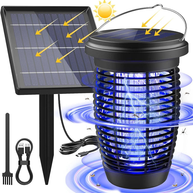Solar Bug Zapper 2-in-1 Mosquito Killer Lamp – 4500V Indoor & Outdoor Fly Trap