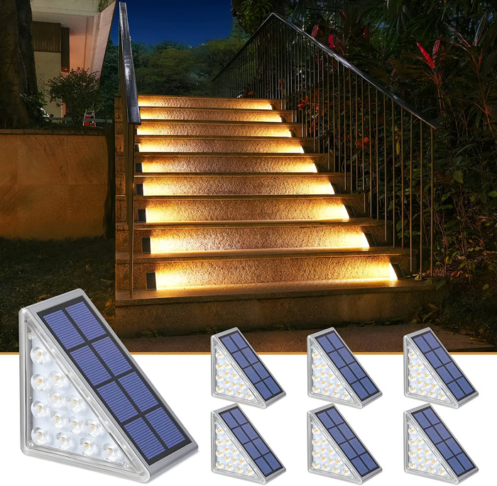 2-Pack Triangular Solar Step Lights – IP67 Waterproof LED Outdoor Garden Lights