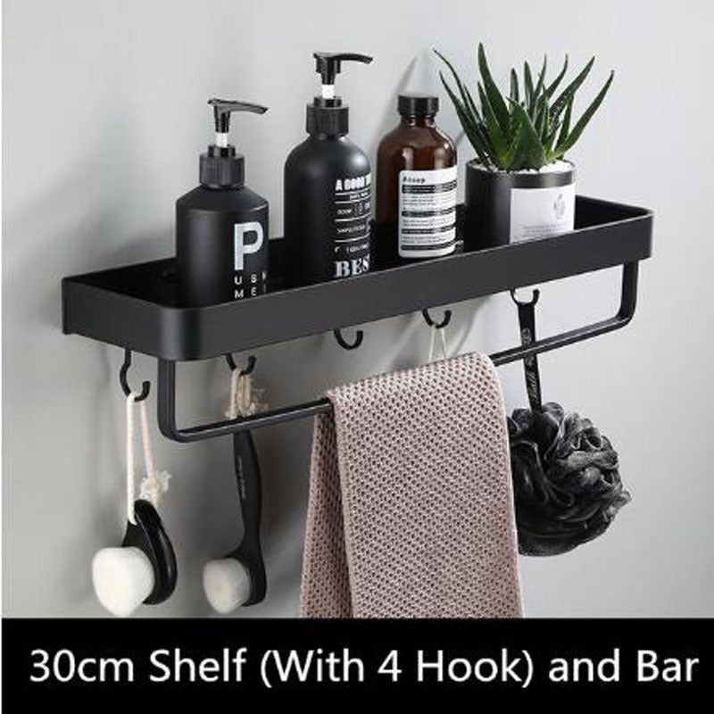 Modern Bathroom Wall Shelf | Black Space Aluminum Design