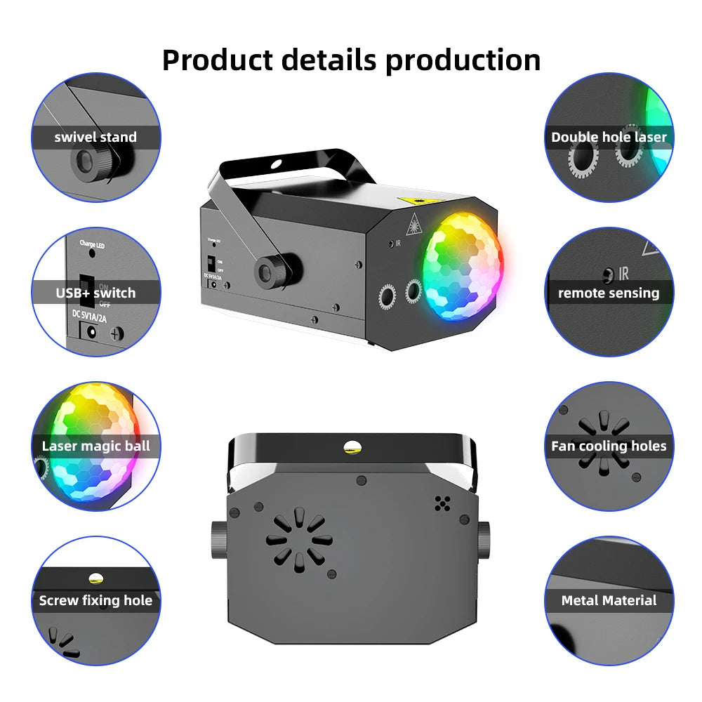 2-in-1 Laser Disco Light – Sound Activated Strobe with Remote Control