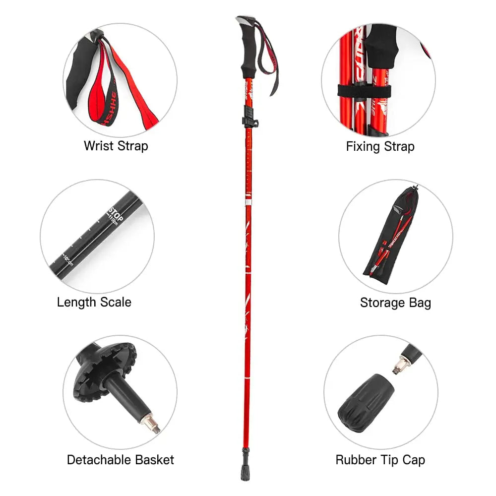Adjustable Trekking Poles - Foldable Telescopic Pole