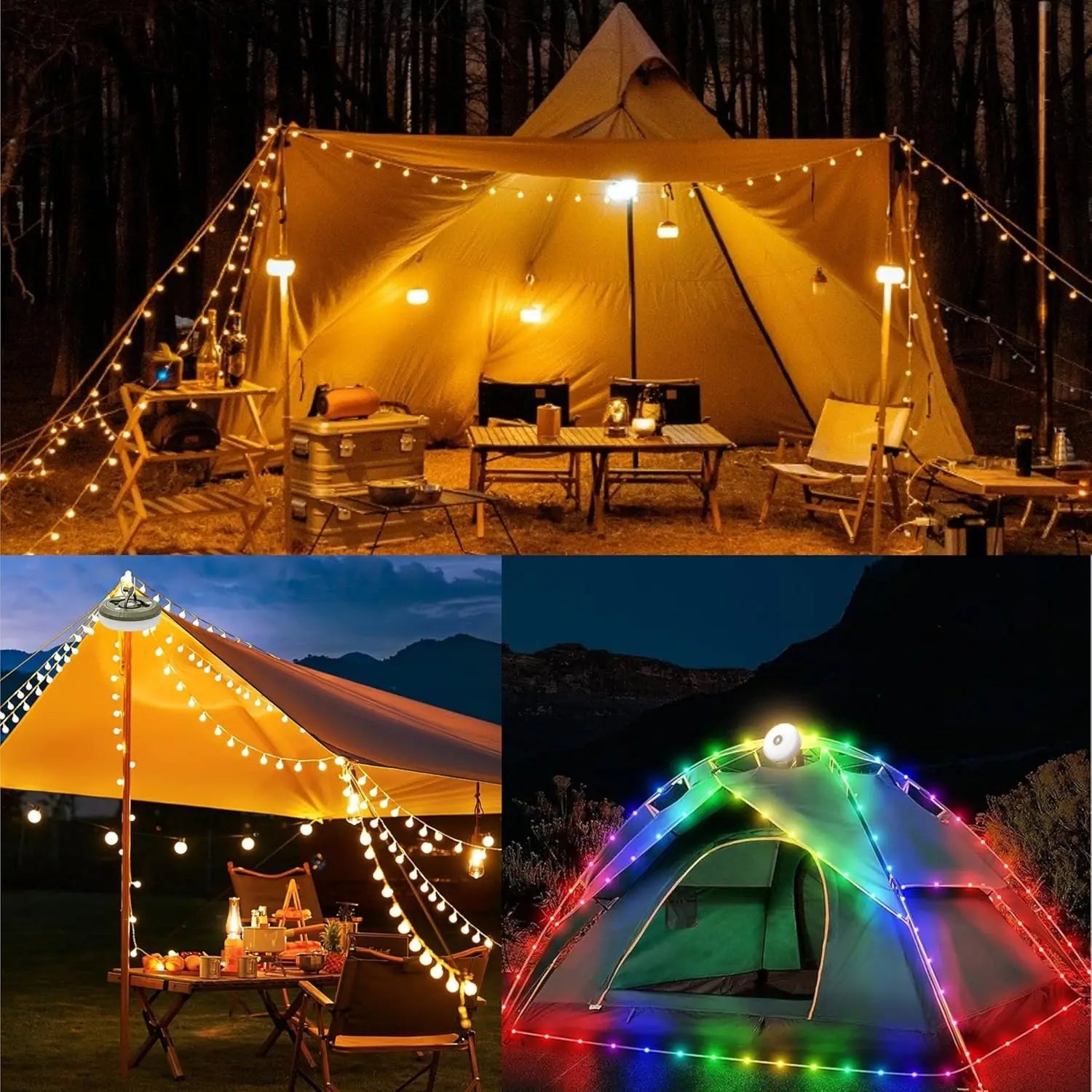 4 in 1 Camp Lights - String Lights with 8 Lighting modes