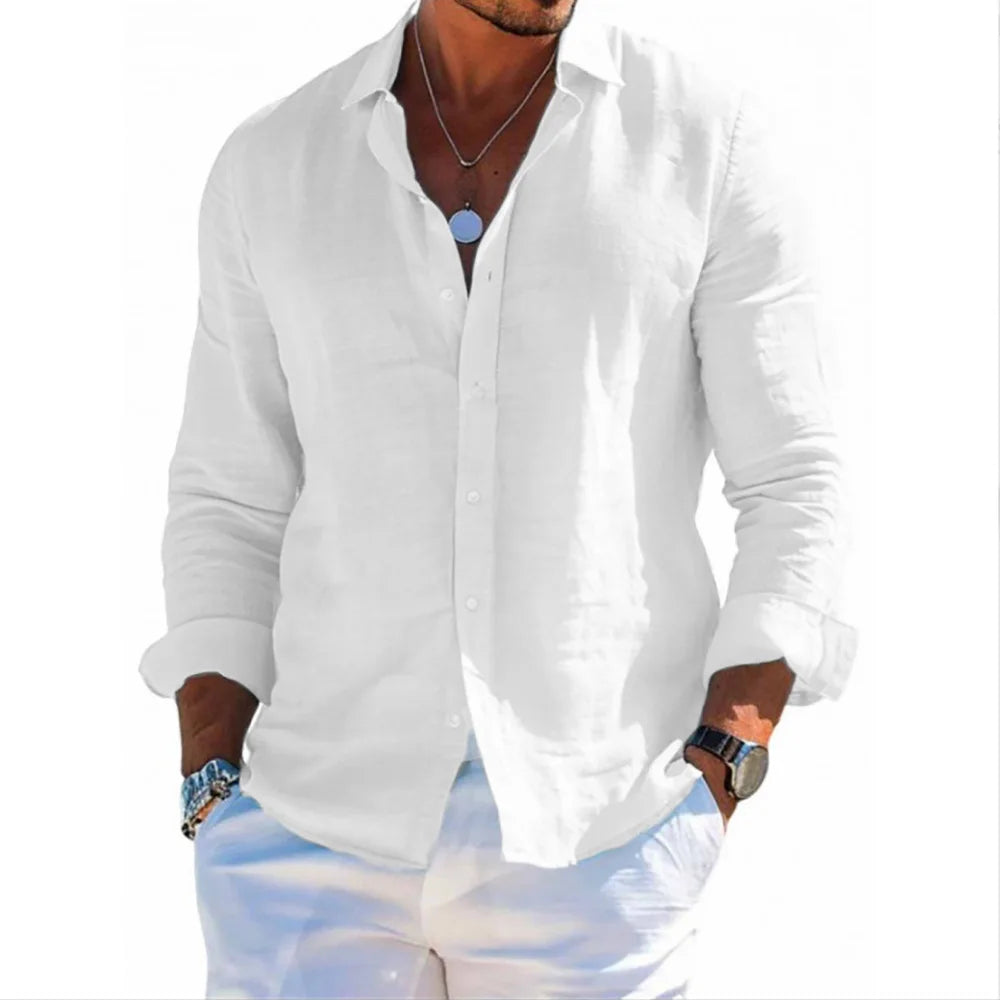 Men's Linen Blend Casual Shirt