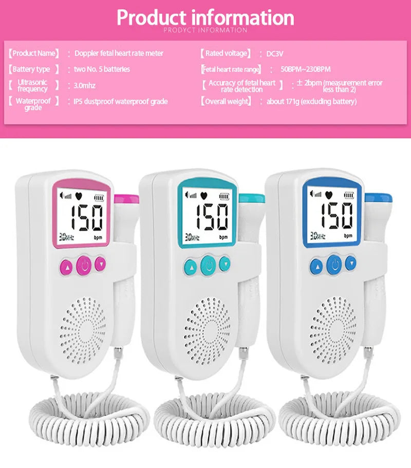 Doppler Pregnancy Fetal Baby Heart Rate Monitor