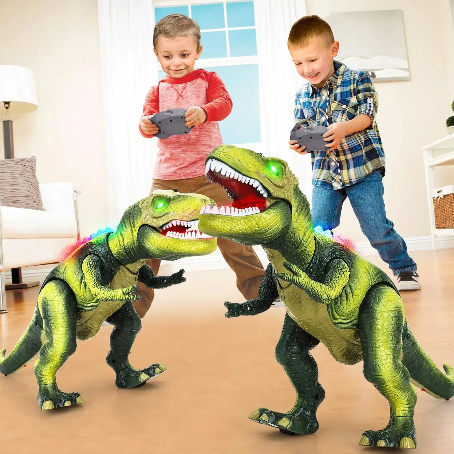 Remote Control T-Rex Dinosaur With LED Light Up, Walking & Roaring Realistic Dinosaur Toys