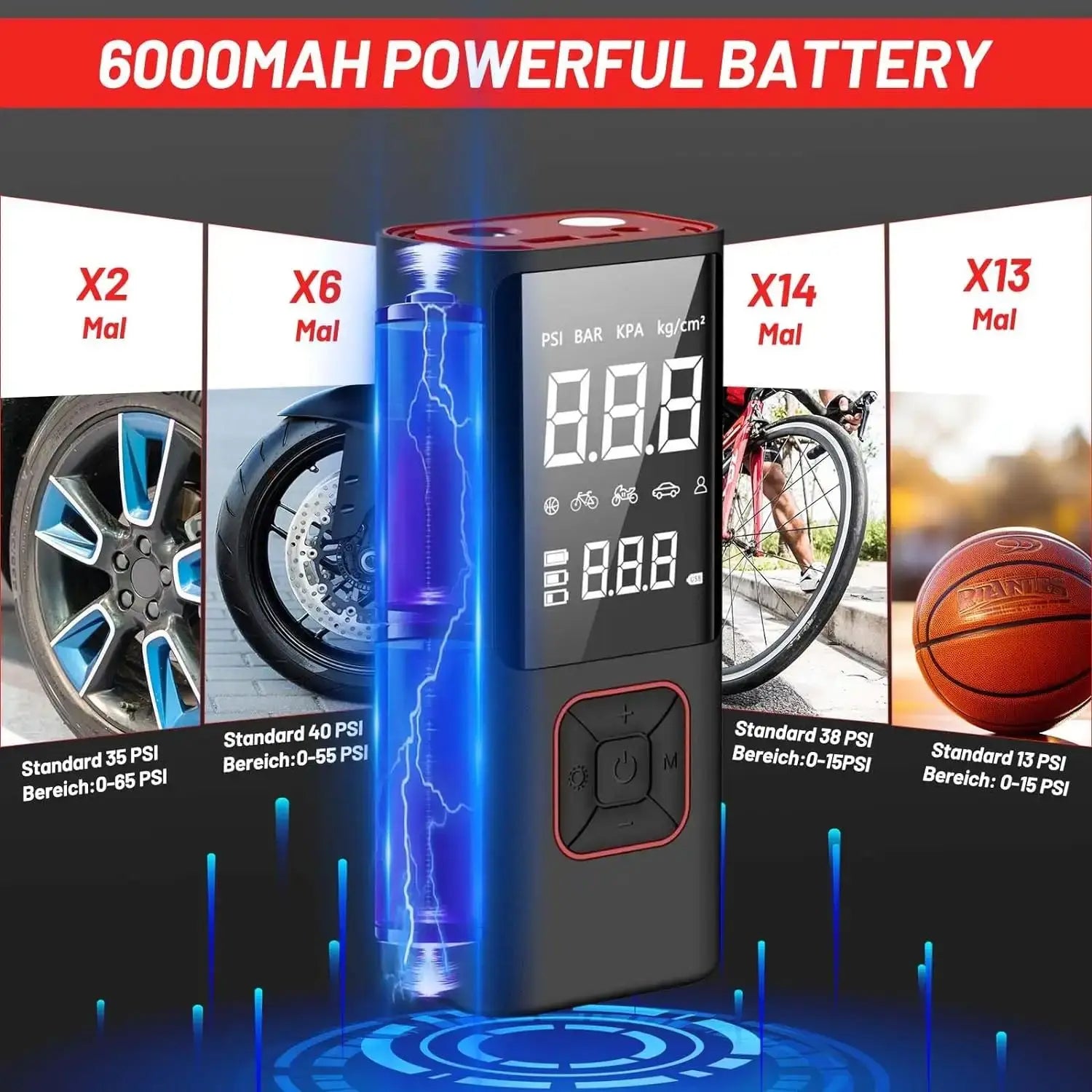 Wireless Portable Air Compressor for Car, Motorcycle, Bicycle & Ball