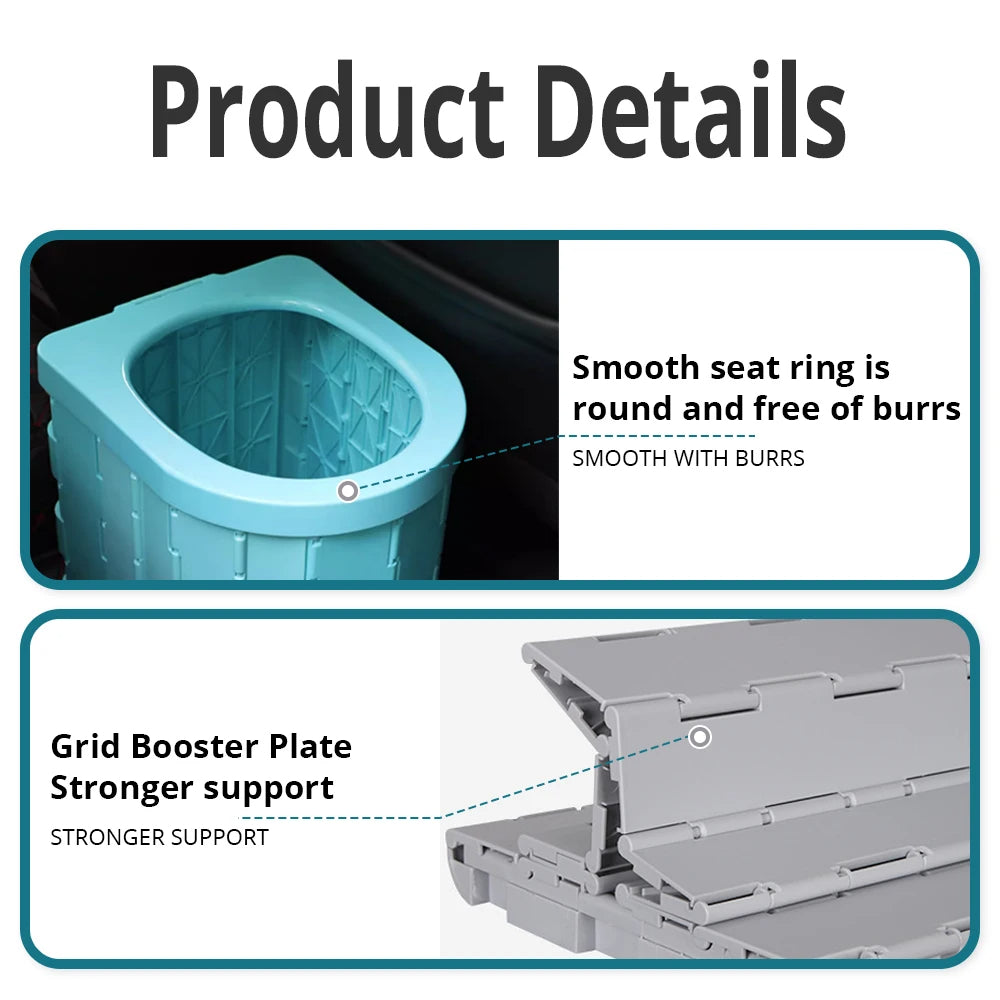 Folding Portable Toilet | Durable, Space-Saving Design for Camping, Hiking & Road Trips