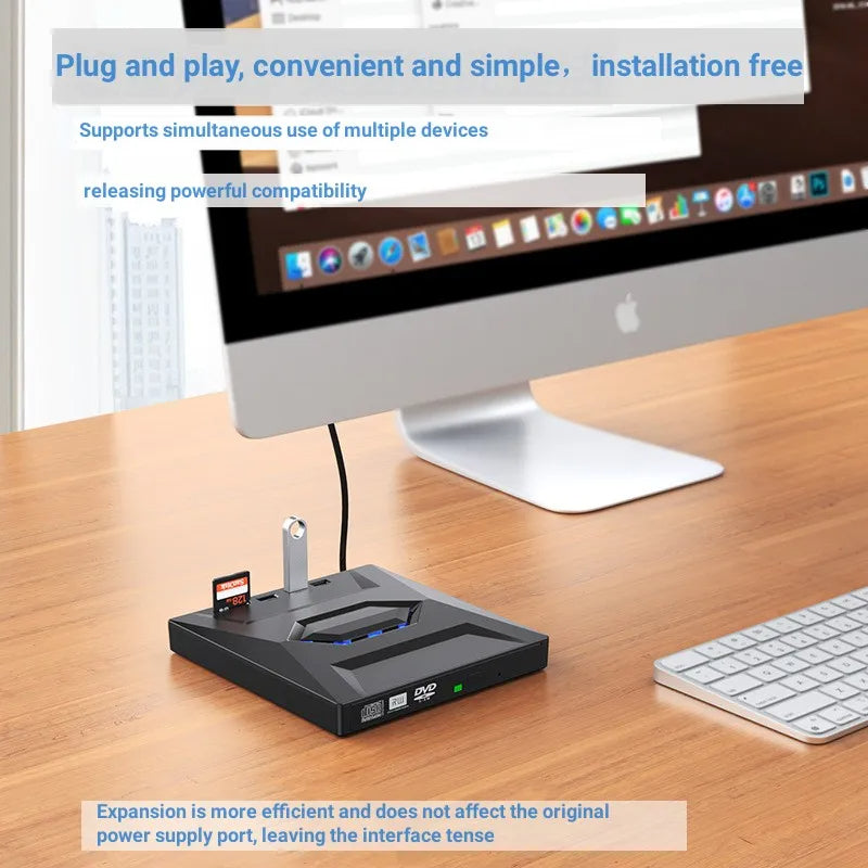 7-in-1 External DVD Player – Portable CD/DVD RW Writer with High-Speed Data Transfer