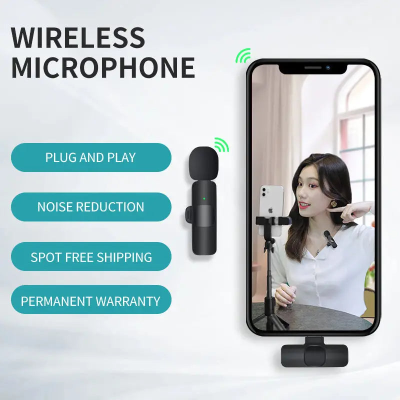Wireless Lavalier Microphone for Smartphone – Clip-On Mic for Interviews Vlogs