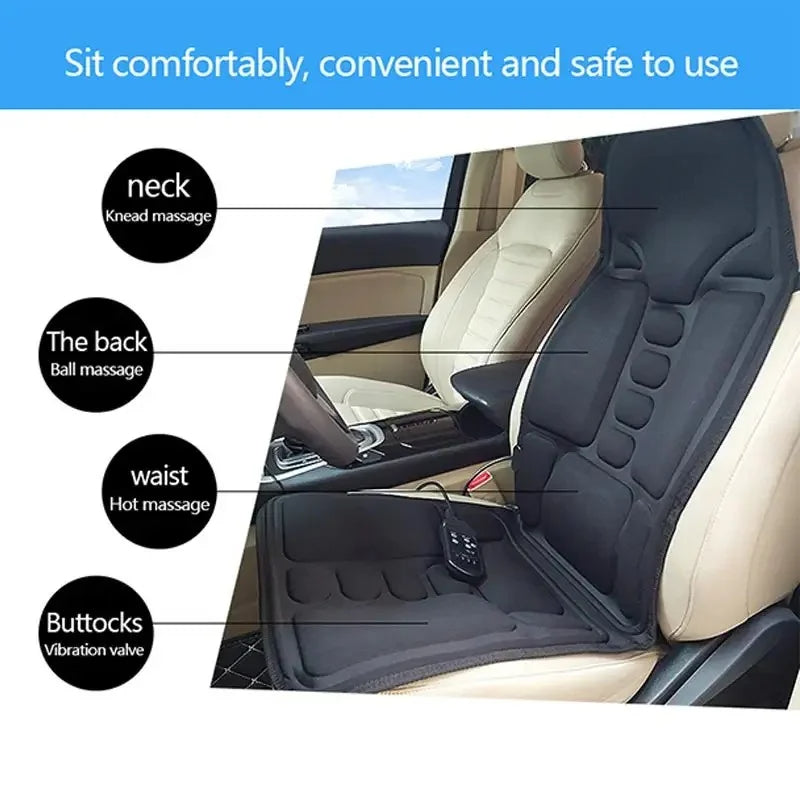 Portable Heated Vibrating Back Massager - Massage Chair Pad for Home Office Car Use