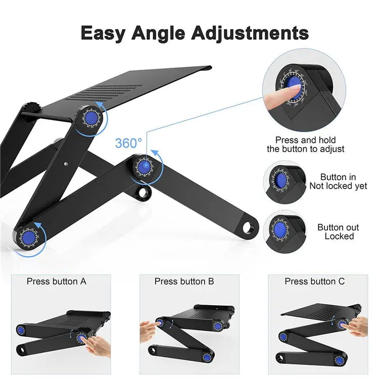 360 Ergonomic Laptop Stand For Desk With Detachable Mouse Plate