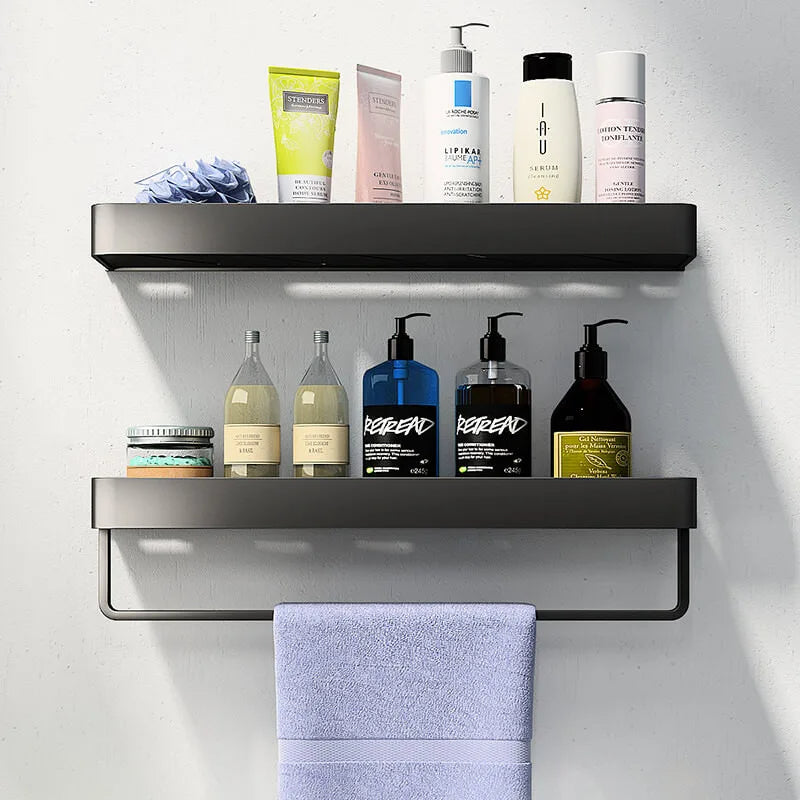 Modern Bathroom Wall Shelf | Black Space Aluminum Design