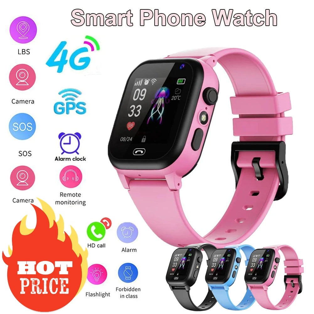 Kids’ GPS Smartwatch with Video Calling, Camera, Activity Tracker & IP67 Waterproof – Real-Time Location and SOS Alert