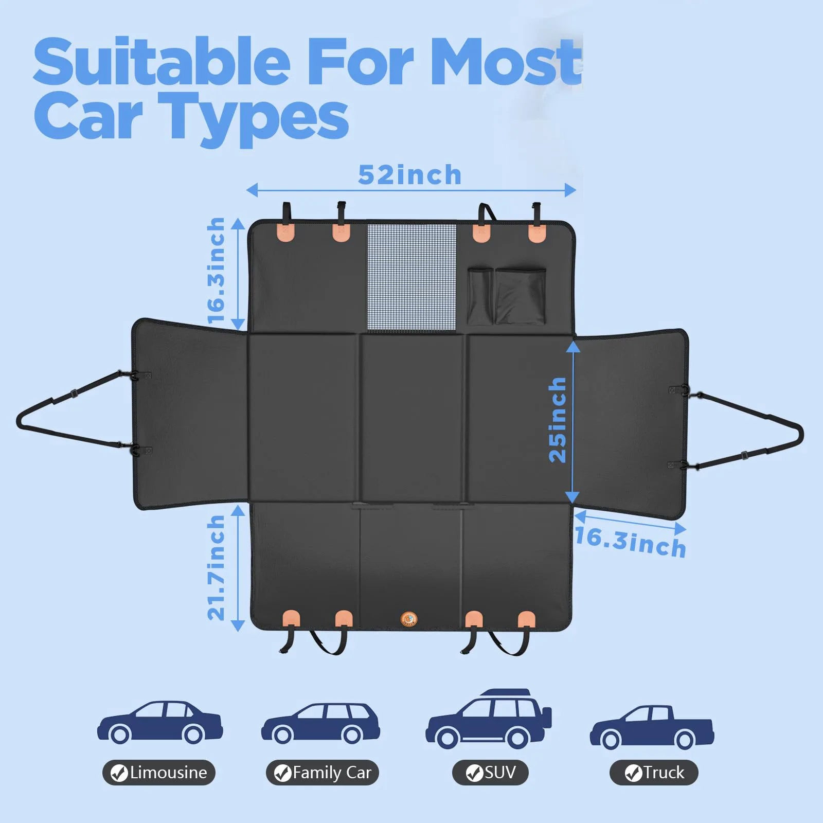 Hard Bottom Car Seat Cover for Dogs