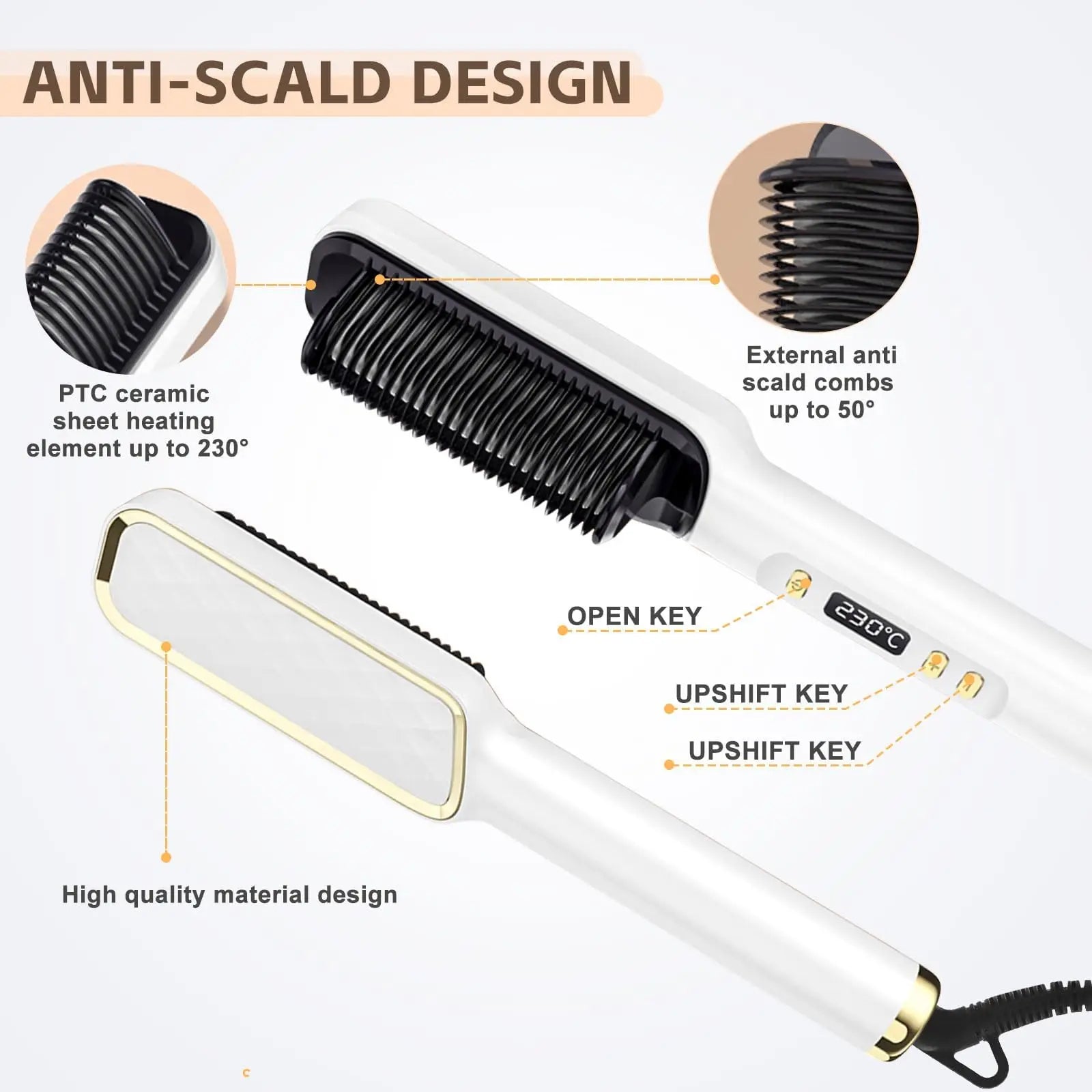 Electric Heat Comb Straightener Curler