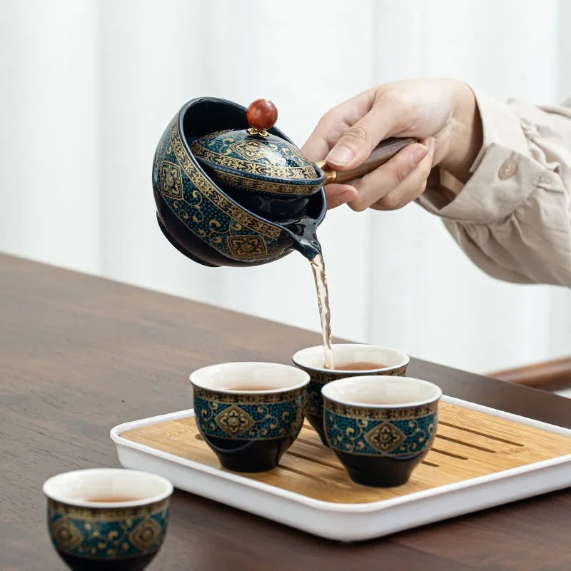 Ceramic Japanese Rotating Tea pot Premium set