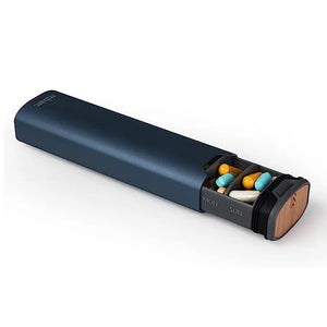 7-Day Pill Box - Stylish Aluminium & Wood Pill Organiser for Vitamins & Medication