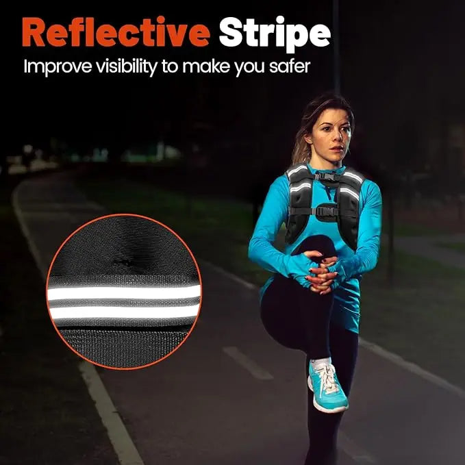 Adjustable Weighted Vest with Reflective Stripes