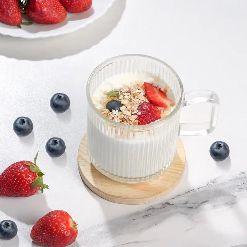 6 PACK Premium Glass Coffee Mugs with Handle