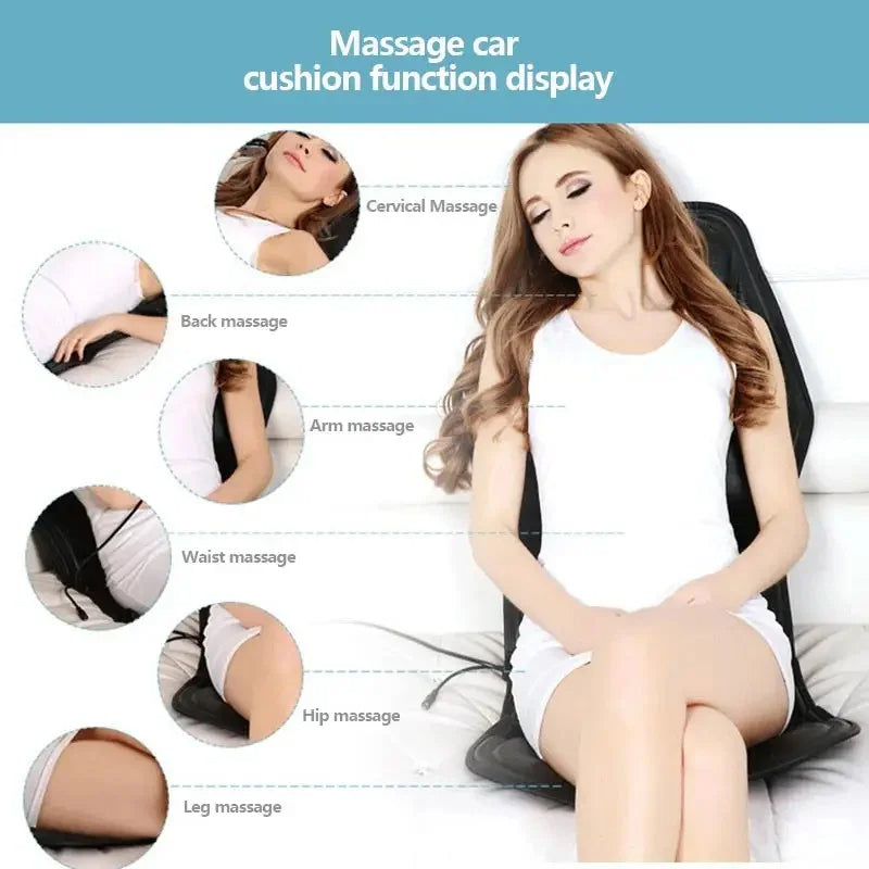 Portable Heated Vibrating Back Massager - Massage Chair Pad for Home Office Car Use