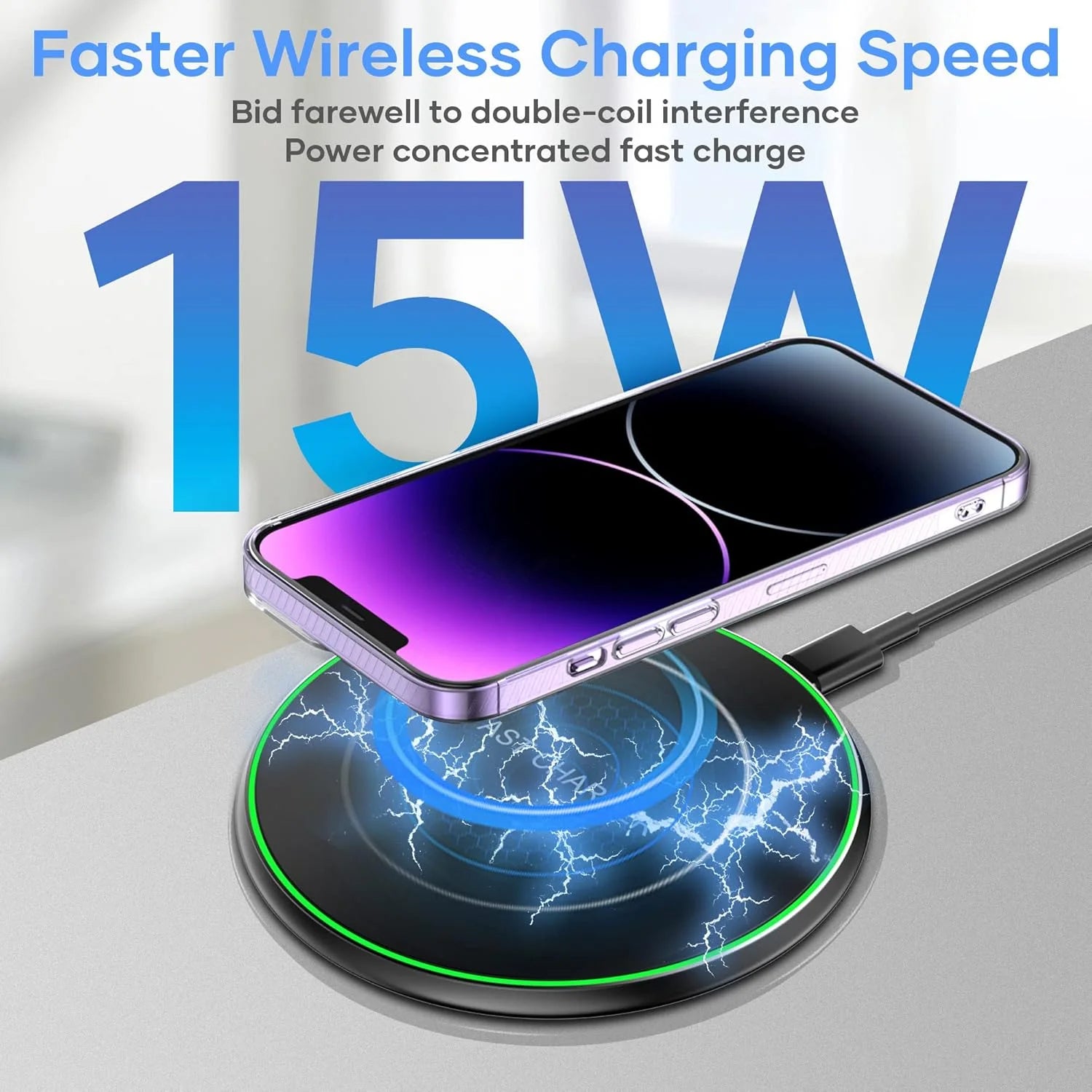 Fast Wireless Charger – 15W Induction Charging Pad for iPhone and Android Devices, Sleek Design, Cable-Free Convenience