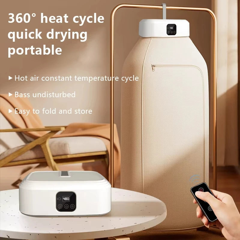 Portable Electric Clothes Dryer with Remote Control – Fast Drying & Compact Laundry Solution
