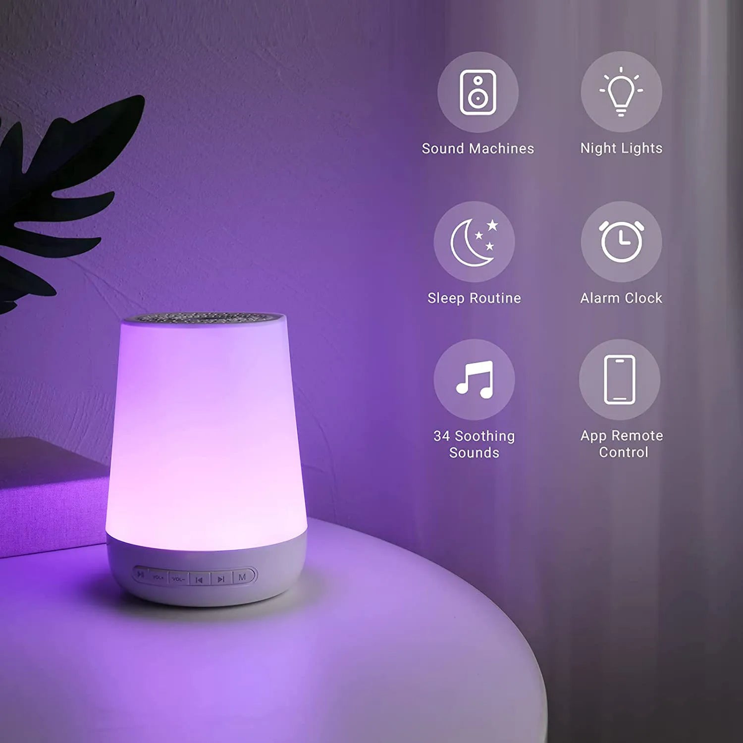 SleepHaven Pro – Smart White Noise Machine with App Control, Voice Assistant Integration, and Custom Lighting for Restful Sleep