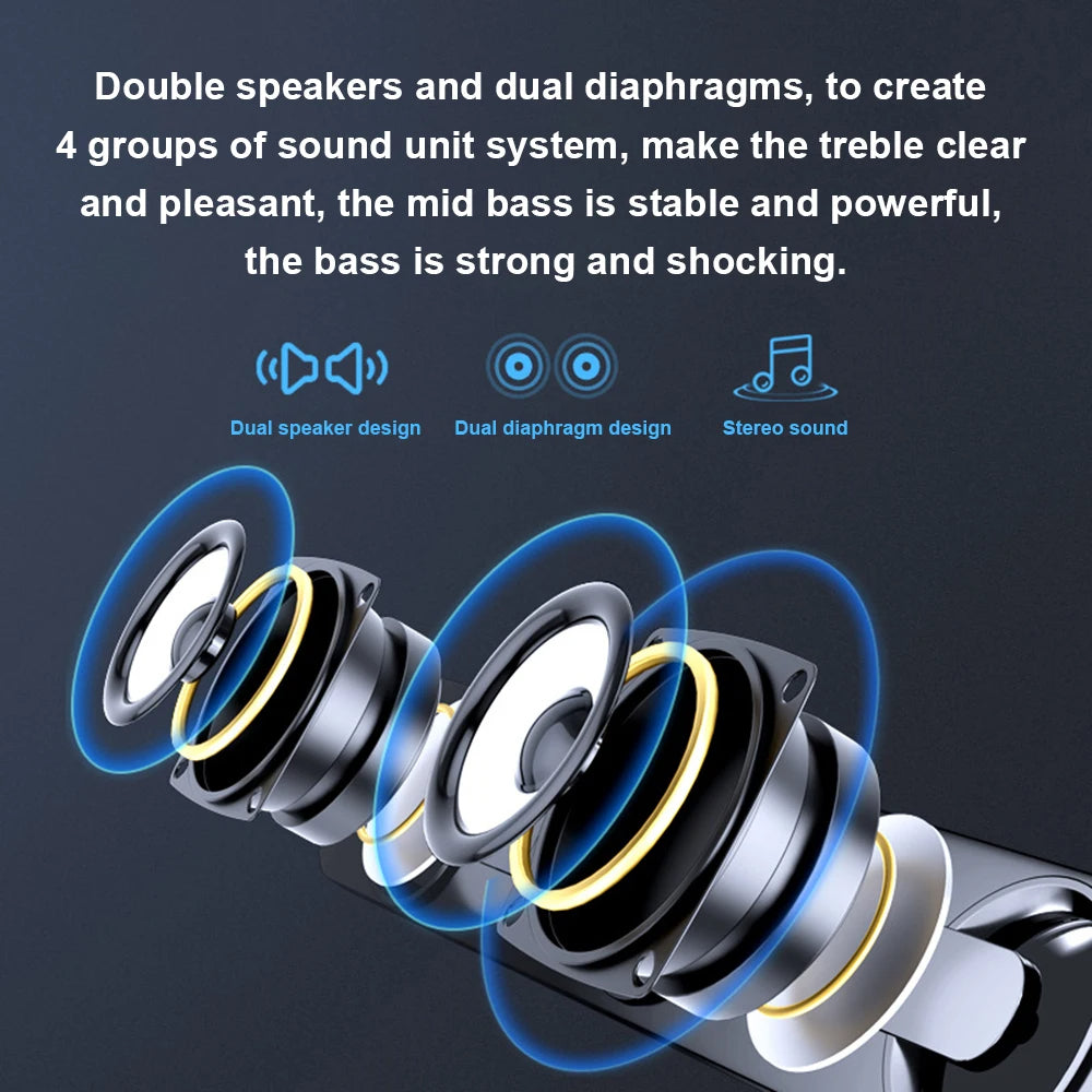 PC Soundbar Speaker – USB Powered with LED Lights 3.5mm Jack for Laptop & TV