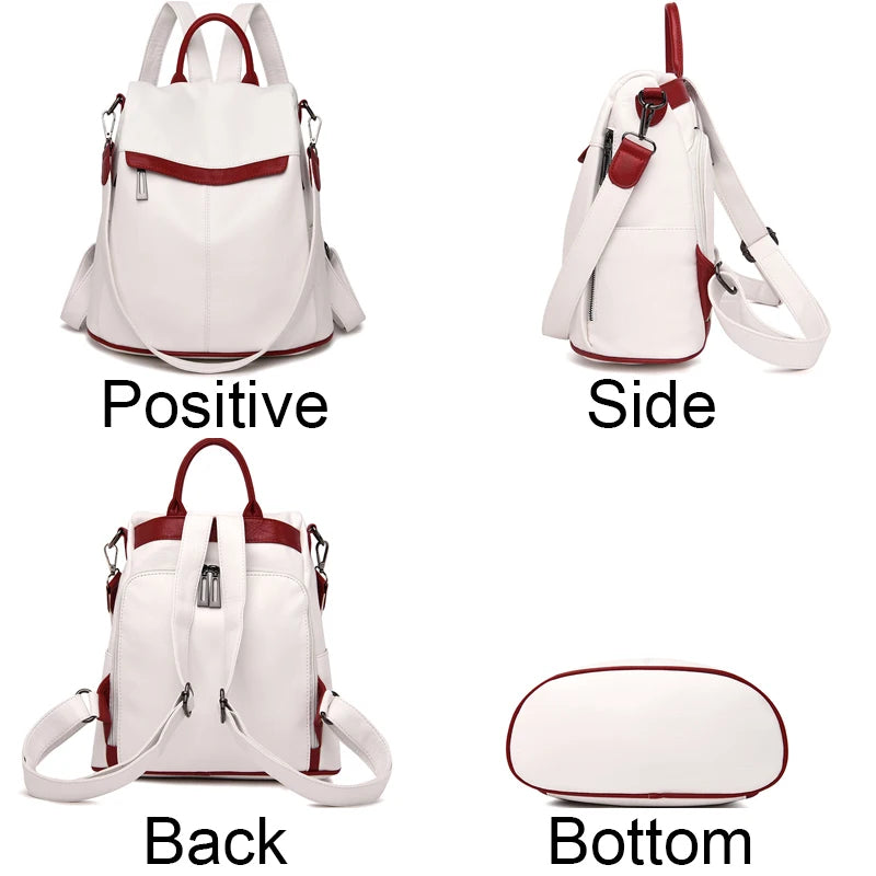 Anti-theft Women Multifunction Leather Backpack