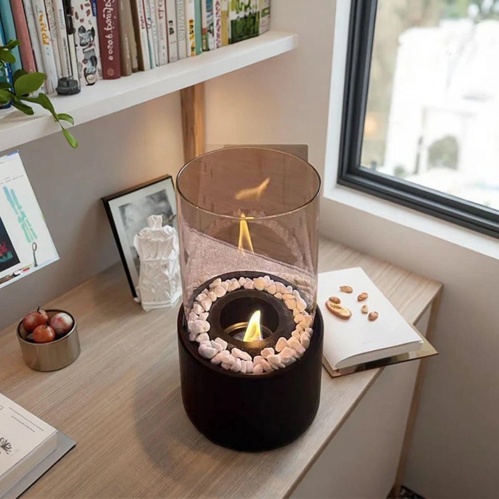 Glass Oil Lamp Decorative Tabletop Fireplace