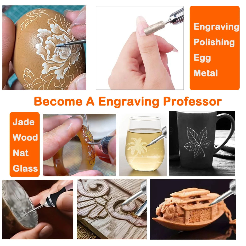Cordless Electric Engraving Pen – 15,000 RPM for Wood & Glass
