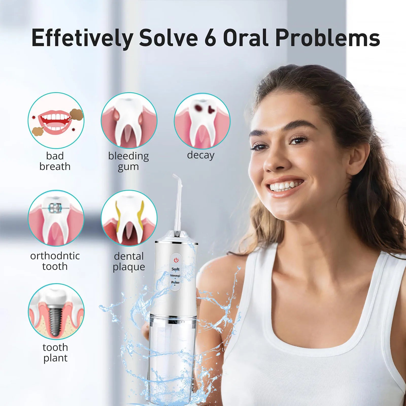 Cordless Water Flosser – Portable Rechargeable Oral Irrigator for Deep Cleaning