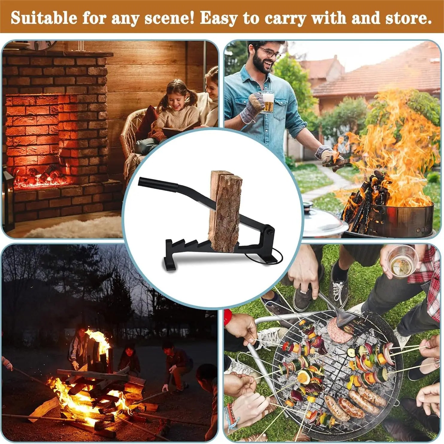 Wall Mounted Firewood Kindling Splitter