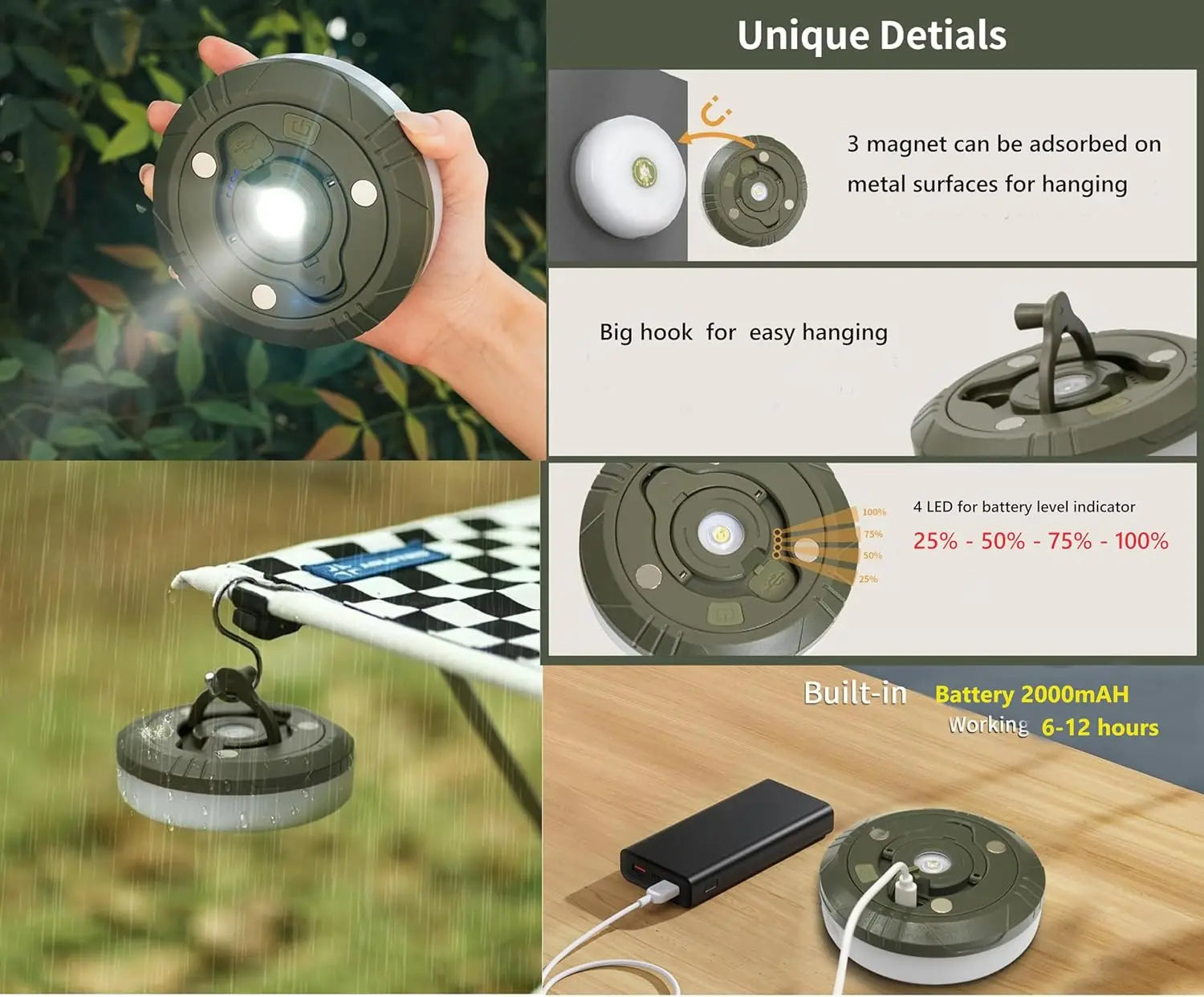 4 in 1 Camp Lights - String Lights with 8 Lighting modes