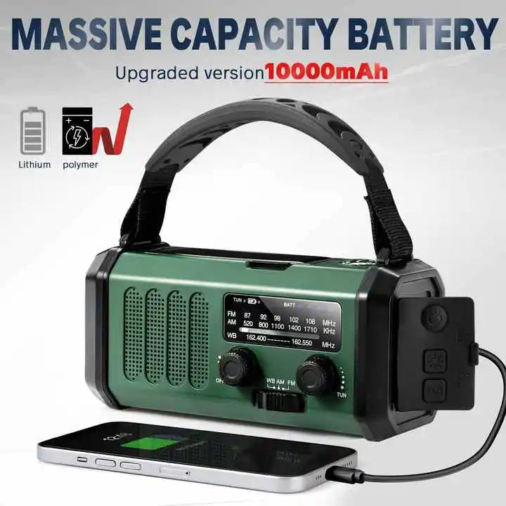 Emergency Radio Kit | Solar Hand Crank Power Bank With NOAA Weather Alert