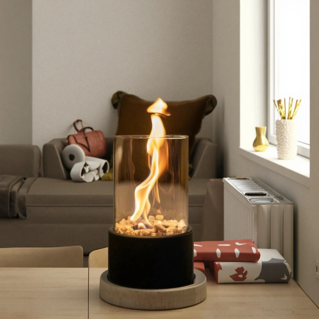 Glass Oil Lamp Decorative Tabletop Fireplace