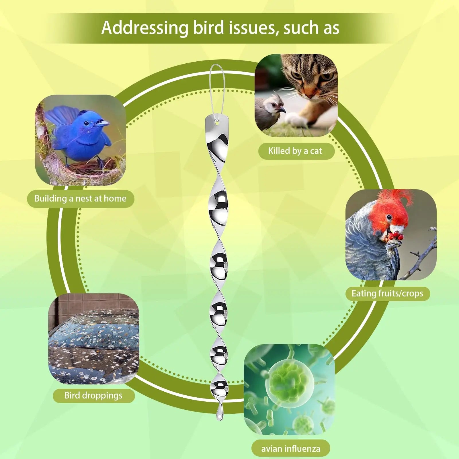 Reflective Bird Deterrent Spiral Rod