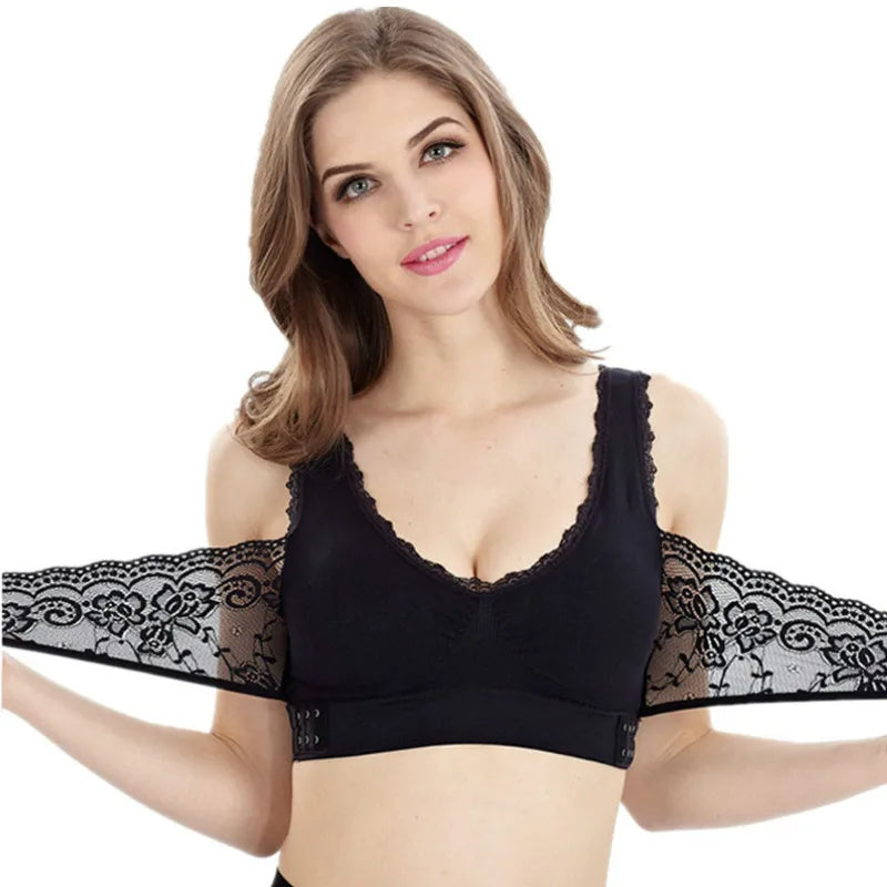 Wireless Front Cross Adjustable Side Buckle Lace Bra