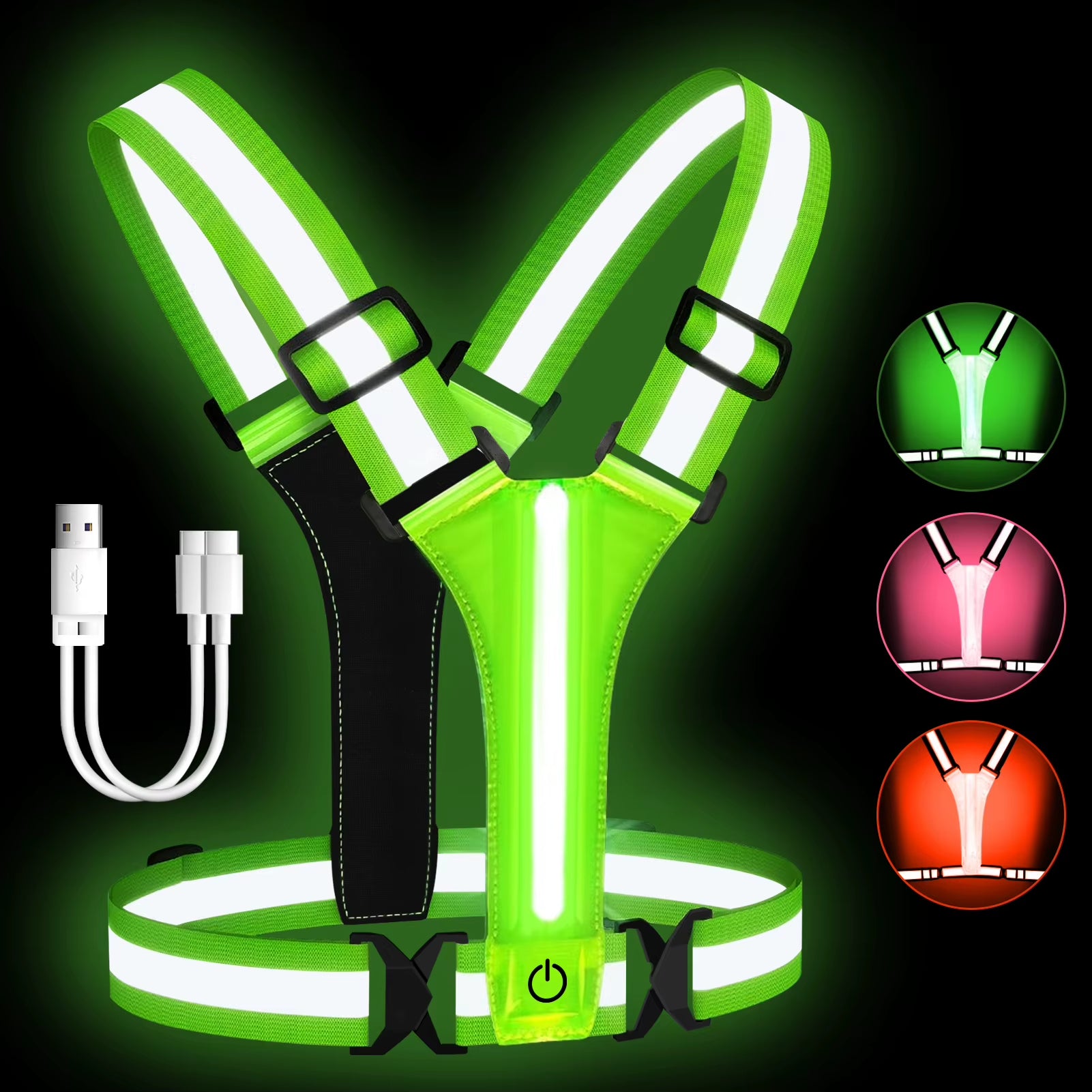 Reflective Running Vest Gear - Rechargeable & High Visibility for Cycling Walking