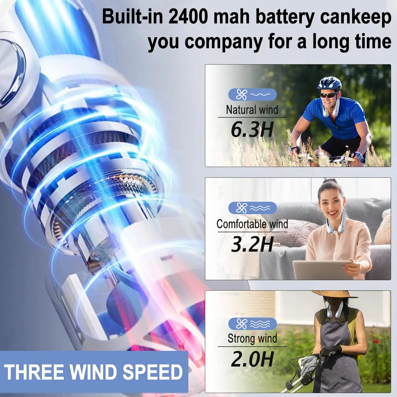 Portable Neck Fan With 45° Adjustable Wind Directions