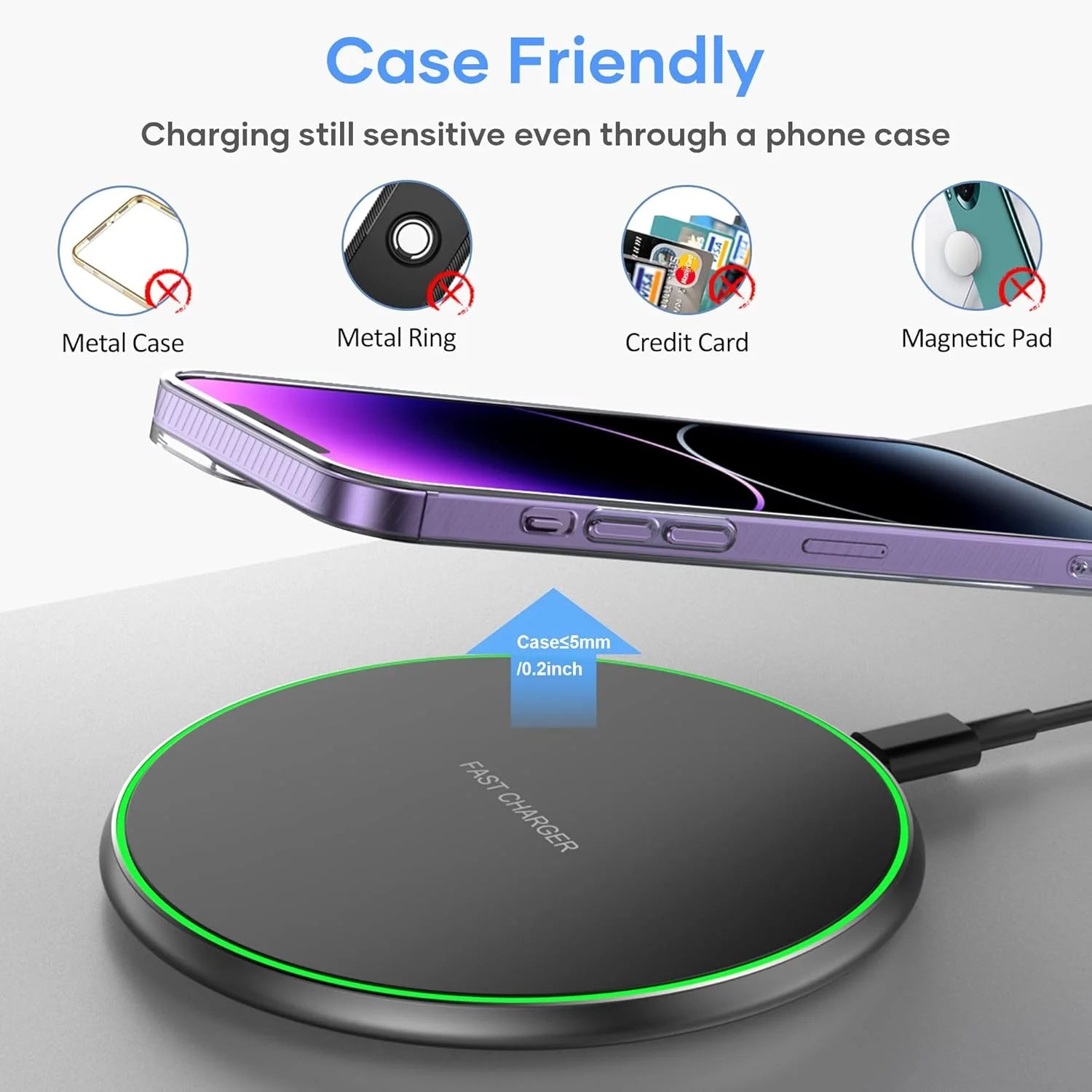 Fast Wireless Charger – 15W Induction Charging Pad for iPhone and Android Devices, Sleek Design, Cable-Free Convenience