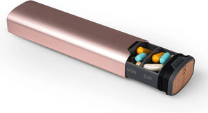 7-Day Pill Box - Stylish Aluminium & Wood Pill Organiser for Vitamins & Medication