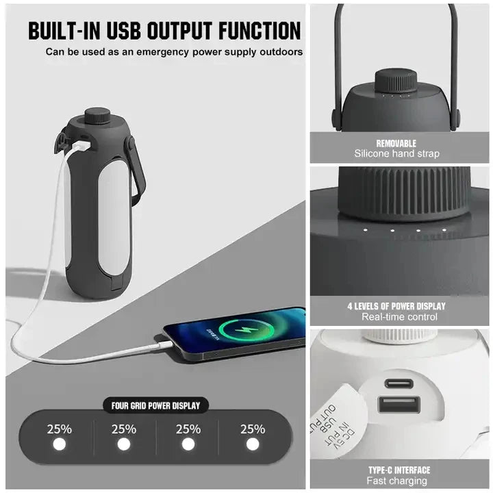 Portable Rechargeable Camping Lantern - 180 Hours Battery Life & SOS Function