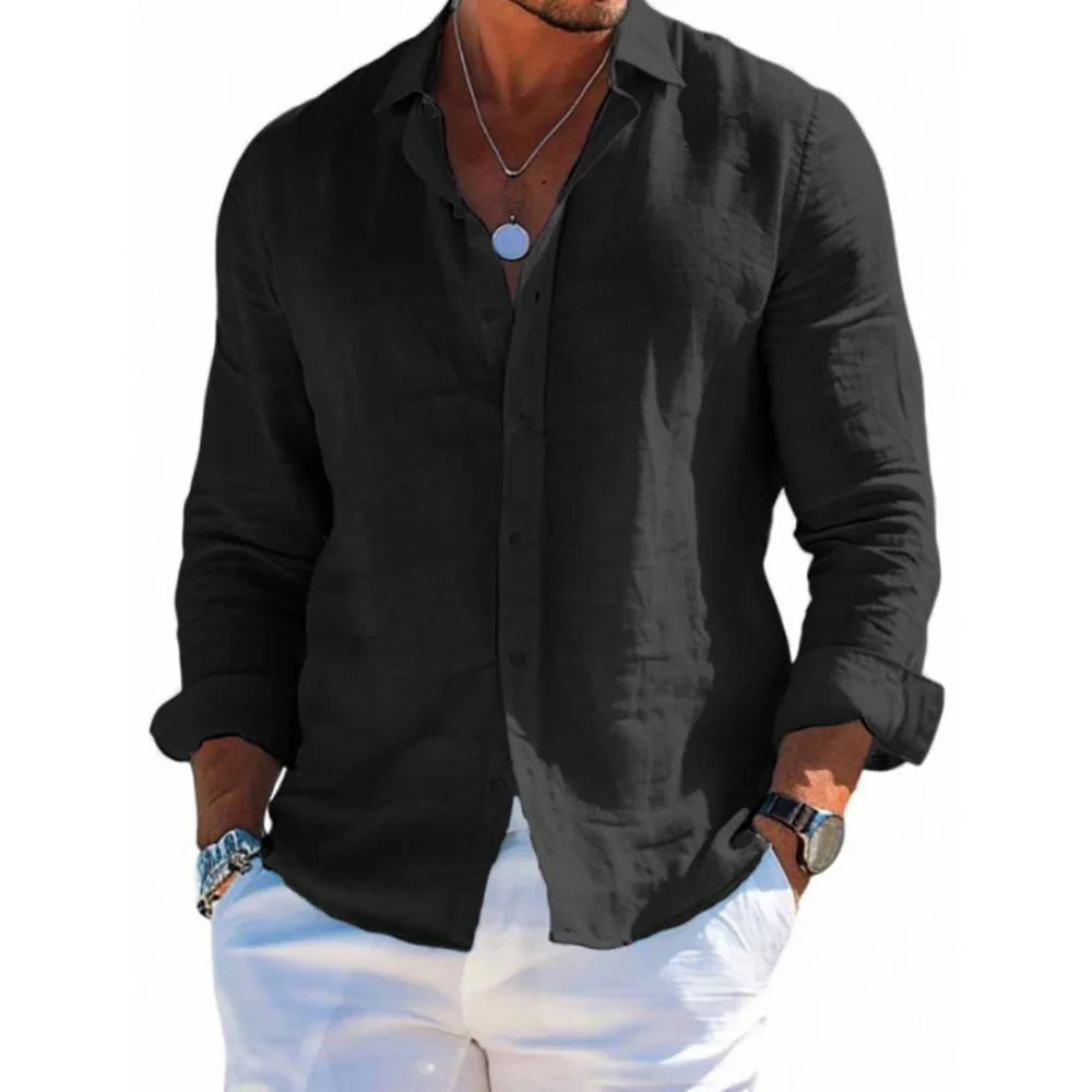 Men's Linen Blend Casual Shirt